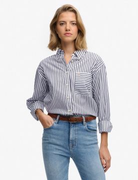 Para mujer. W4010541A Camisa Poplin Relaxed (XS), Casual, Algodón, Manga larga