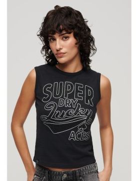 Para mujer. W6011898A Camiseta con adornos Retro (S), Casual, Algodón, Sin mangas / Tirantes