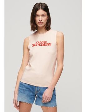 Para mujer. W6011834A Camiseta ajustada gráfica Sport Luxe (S), Casual, Algodón, Sin mangas / Tirantes