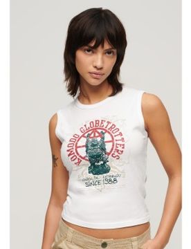 Para mujer. W6011978A Camiseta sin mangas Komodo Globe Trotter (XS), Casual, Sin mangas / Tirantes, Algodón Orgánico, Sosten