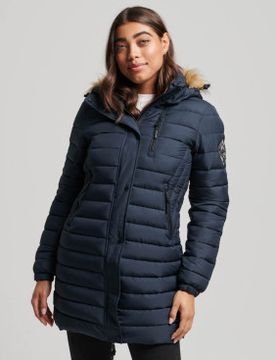 Para mujer. W5011564A Abrigo acolchado con capucha Fuji de largo medio (XS), Casual, Sostenible, Nylon reciclado