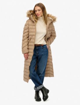 Para mujer. W5012001A Abrigo Fuji Faux Fur Hooded Longline (M), Casual, Poliéster