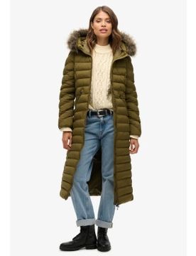 Para mujer. W5011790A Chaqueta larga con capucha de piel sintética Fuji (S), Casual, Poliéster Reciclado, Sostenible