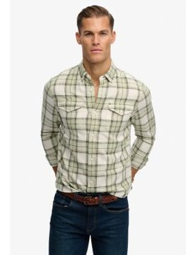 Para hombre. M4011122A Camisa Merchant Lite Check (L), Casual, Algodón, Manga larga