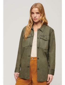 Para mujer. W4010424A Sobrecamisa militar (S), Casual, Algodón, Manga larga