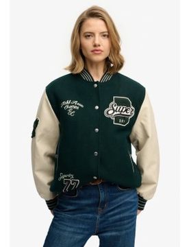 Para mujer. W5012061A Cazadora Patched Varsity Bomber (S), Casual, Lana