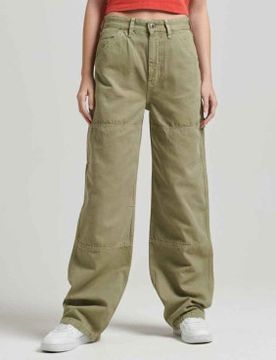 Para mujer. W7010910A Pantalón ancho de carpintero de algodón orgánico Vintage (26/30), Casual, Sostenible