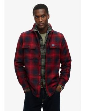Para hombre. M4010720A Sobrecamisa a cuadros de lana forrada de tejido polar (M), Casual, Poliéster, Manga larga