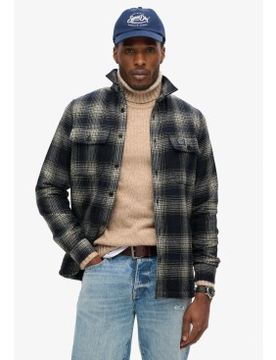 Para hombre. M4010720A Sobrecamisa a cuadros de lana forrada de tejido polar (XXL), Casual, Poliéster, Manga larga