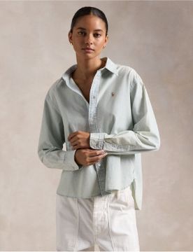 Para mujer. 211891420001 Camisa Cropped Boxy (S), Casual, Algodón, Manga larga