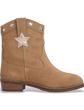 Para niña. PGS500010 Botines de piel Western (32), 1 a 3cm, Cremallera, Casual, moda infantil