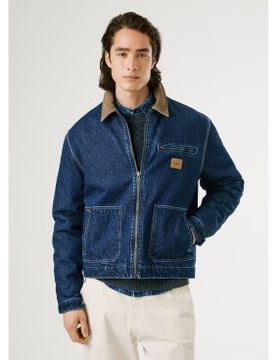 Para hombre. PM4027166 Chaqueta Workwear Dk (L), Casual, Algodón, Denim