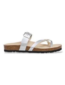 Para mujer. PLS800001 Sandalias Oban Cool (36), Plata, Plano, 1 a 3cm, Ninguno, Casual