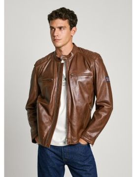 Para hombre. PM403106 Cazadora biker de piel Malvar (L), Casual