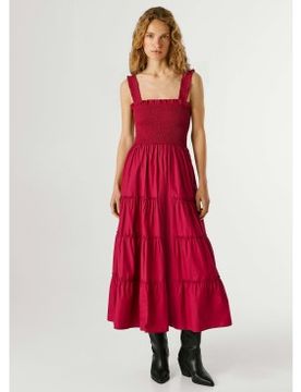 PL9537822 Robe Avril marron (XS), Casuel, Grenat, Coton, Manche courte