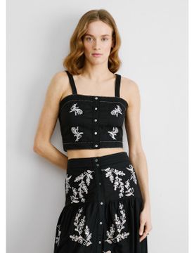 Para mujer. PL305051 Top en tejido popelín de algodón Earby (XS), Casual, Sin mangas / Tirantes