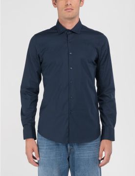 Para hombre. M4140.000.80279A Camisa Stretch Popeline (M), Casual, Algodón, Clásico, Manga larga