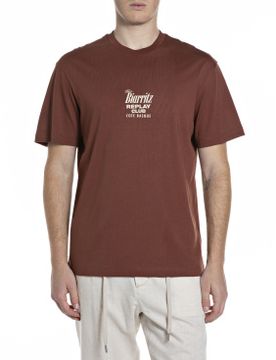 Para hombre. M3374.000.23608P Camiseta estampado cóctel (L), Marrón, Casual, Algodón, Manga corta