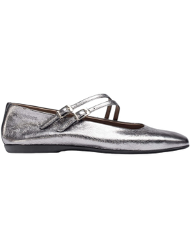 Para mujer. A-86110_5508_7336 Bailarinas de Piel Eider (38), Plata, Plano, Hebilla, Casual, Fiesta, Clásico