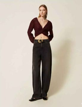 Para mujer. 252TP2571 Vaqueros con cinturón y maxihebilla  (28), Casual, Algodón, Denim