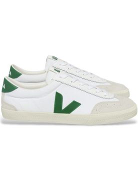 VO0103525 Chaussures de volley-ball blanches, vertes (40), Plat, Cuir, Lacets, Casuel