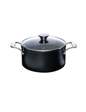 Fleischtopf mit Glasdeckel 20cm/3,1l NUOVO Keramik/Antihaft schwarz baby