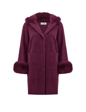 Mantel in Felloptik dunkelrot XXL damen