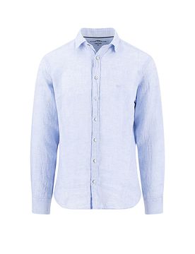 Chemise en lin bleu clair 4XL