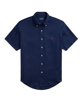 Chemise en lin bleu marine L
