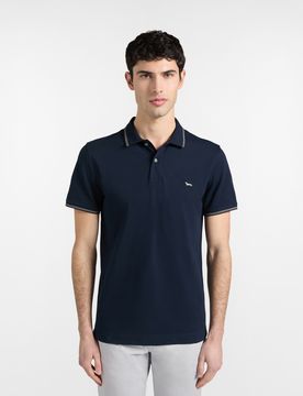 Harmont&Blaine - Polo in Piquet Stretch con Dettagli Righe, Uomo, Blu, Taglia: M