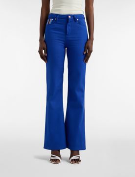 Harmont&Blaine - Pantaloni Donna Cinque Tasche Vita Alta in Cotone, Donna, Blu, Taglia: 44
