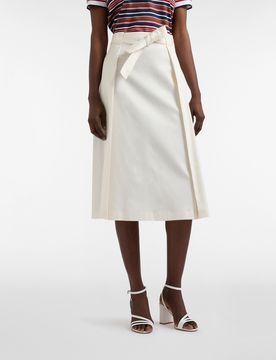 Harmont&Blaine - Gonna Donna con Pieghe sul Davanti e Cintura, Donna, Bianco, Taglia: 42