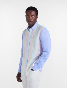 Harmont&Blaine - Camicia in Lino con Fasce a Contrasto, Uomo, Celeste, Taglia: 4XL