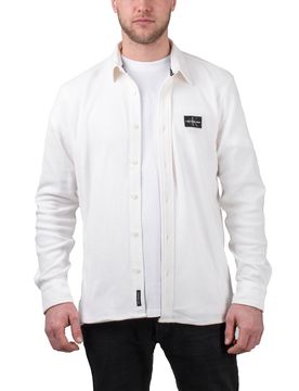 Micro Waffle Textured Overshirt Ancient White M Herren