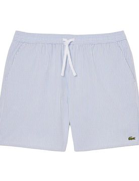 Striped Textured Swim Trunks White / Light Blue L Herren