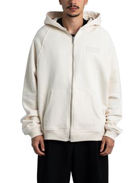 Debossed Logo Zip Hoodie White Sand M Herren