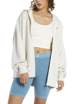 Classics Oversized Long Zip-Up Hoodie Chalk Mel M Damen