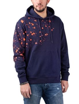 Script Logo Splatter Hoodie Dark Blue / Orange S Herren