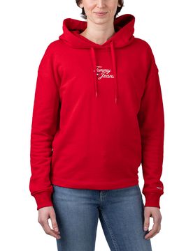 Boxy Essential Logo Hoodie Deep Crimson XS Damen