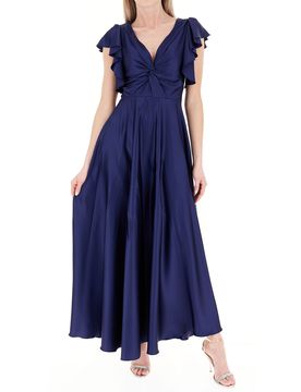 Abito lungo volants BLU NAVY