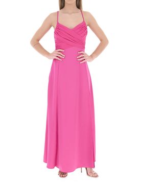 Abito scollo a V FUCSIA