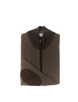Cardigan con zip MARRONE 48