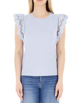 T-shirt con volants AZZURRO CHIARO XL