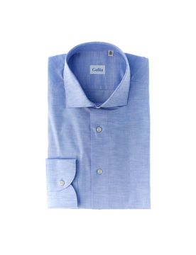 Camicia lino cotone AZZURRO 44