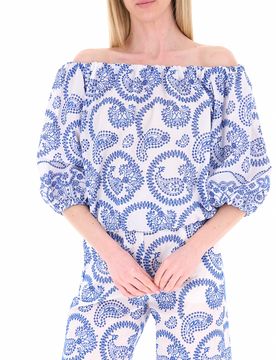 Top scollo bardot AZZURRO