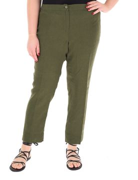 Pantalone in lino VERDE OLIVA 21