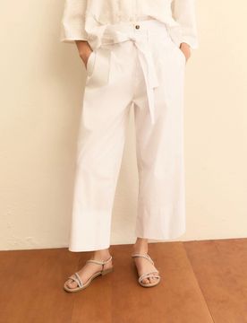 PANTALONE IN POPELINE CON CINTURA 42