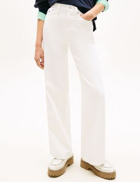 JEANS CLAIRE LARGHI A VITA ALTA BIANCHI
