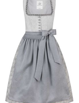 Dirndl Sarina (hellgrau, Gr. 48) von Heimatgwand für Damen, Mieder: 100% Leinen, Rock: 100% Baumwolle