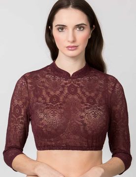 Dirndlbluse Celine (bordeaux, Gr. 34) von für Damen, Oberteile, 90% Polyamid, 10% Elastan
